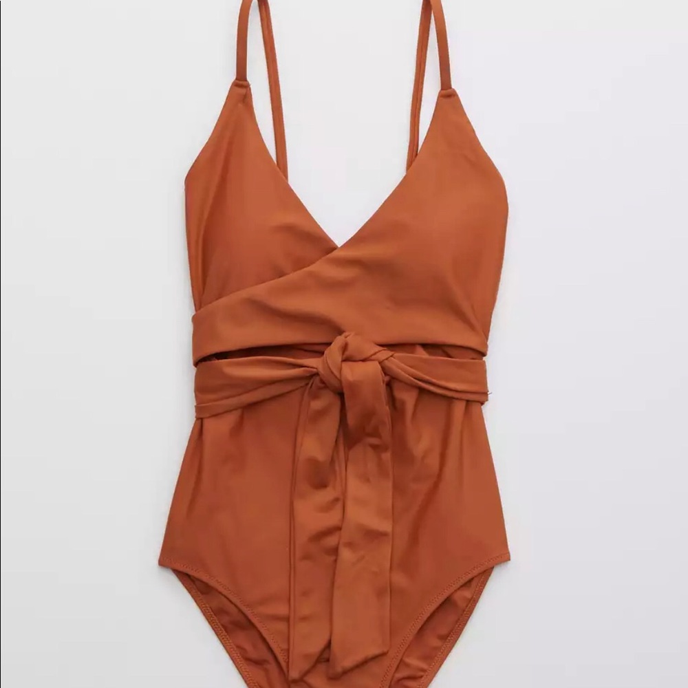 Aerie one piece full coverage wrap swimsuit